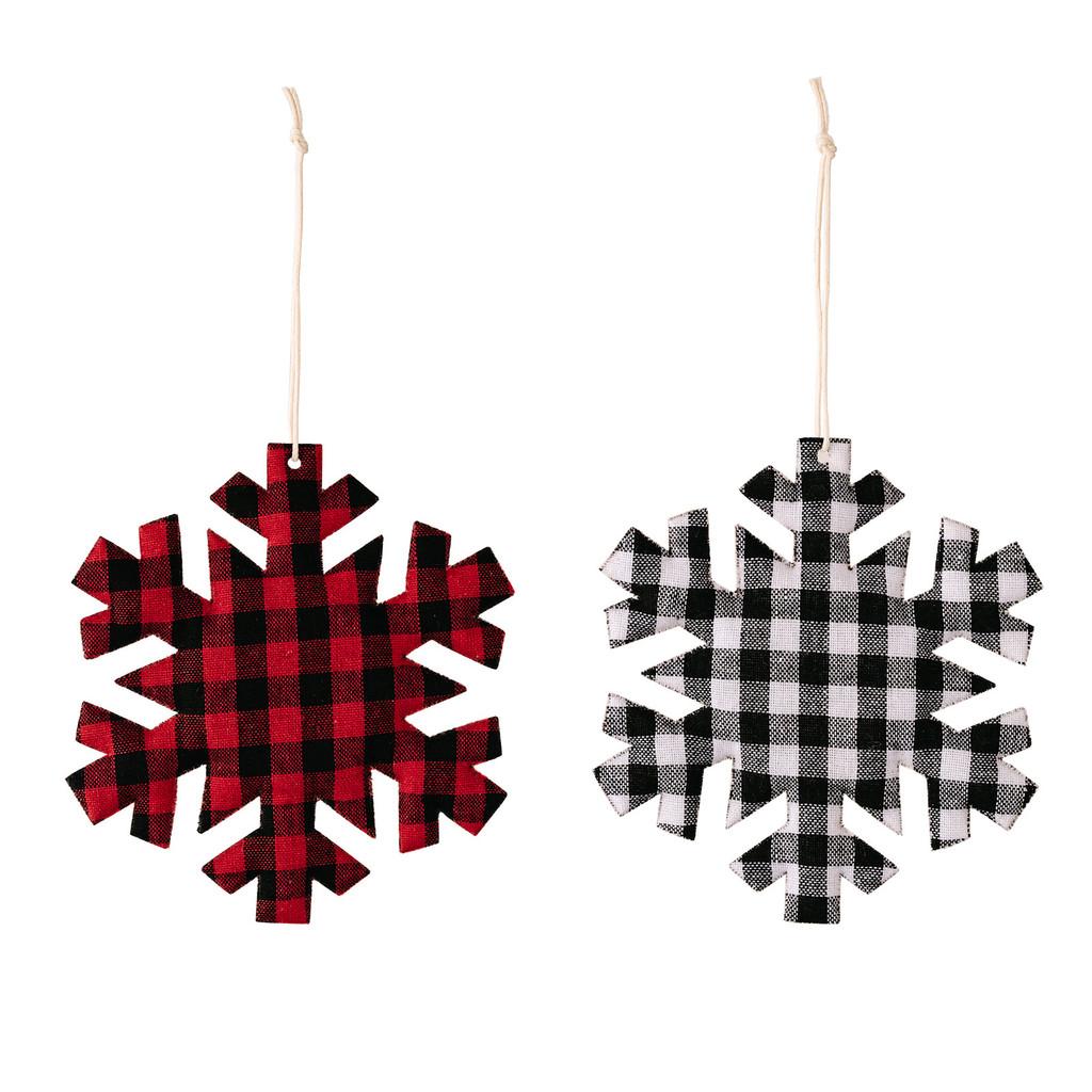 Vibrant And Red Black Checked Snowflake Christmas Ornaments Perfect For Decor Holiday