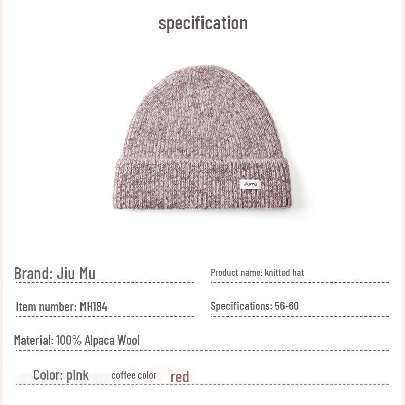 JIUMU Damen 100% Alpaka Wolle Winter Strickmütze