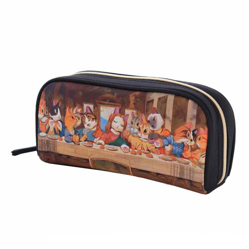Cat Art Glasses Pouch Last Cat Leonardo Nyavinci [Blooming] [CAT ART] "The Food" Women's Approx. 7.5X17X4cm 000519-0003-01