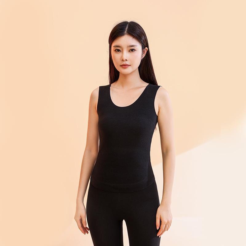 

Женский облегающий бесшовный жилет из немецкого бархата: Теплый базовый слой на осень/зиму 3XL чёрный