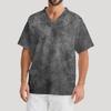 Men's Printing Short Sleeve V-neck Working Blouse Chest Pocket Carer Top