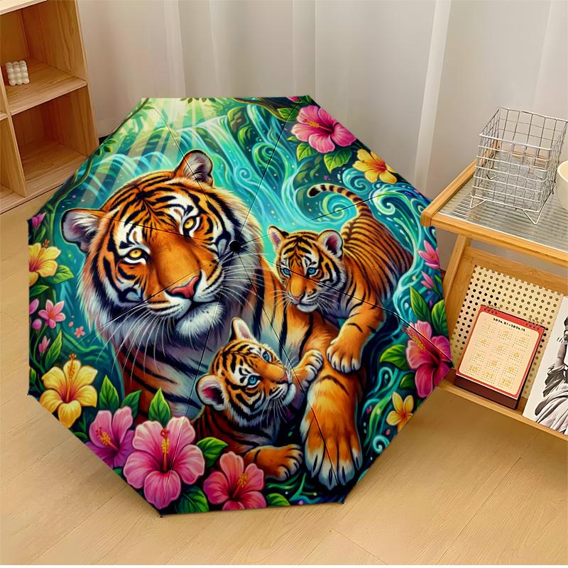 

Strawberry Leaf Circle Printed umbrella windproof folding umbrella portable sun and rain umbrella suitable for gifting