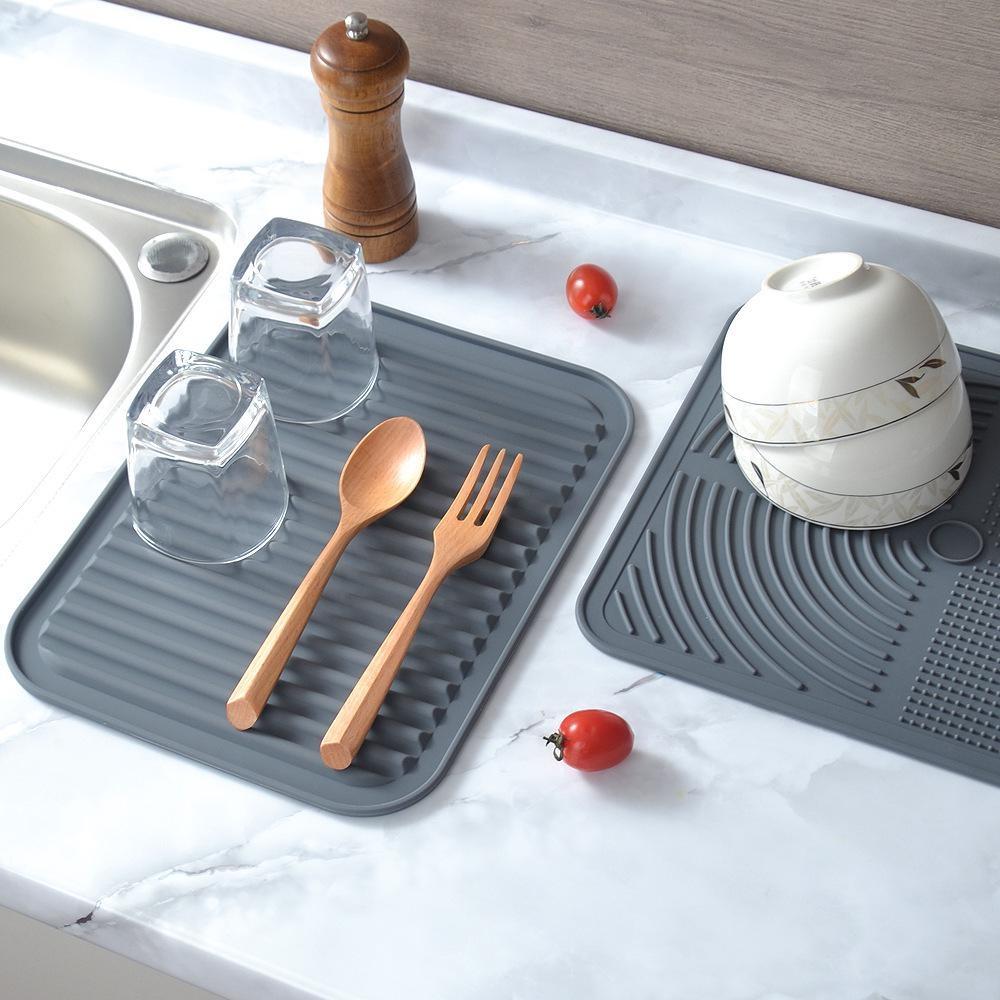 Kitchen Silicone Drainage Mat Large Countertop Bowl and Dish Water Filter Mat Household Anti Slip Cutting Board Fixing Mat, Anti Scalding and Thermal