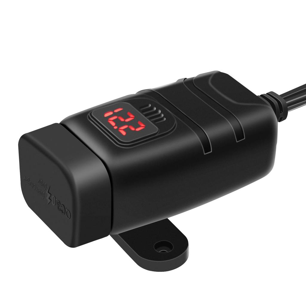 Motorcycle USB Charger Type C Charger Fast Charging QC3.0 with Voltmeter ON Off Switch for Phone Tablet