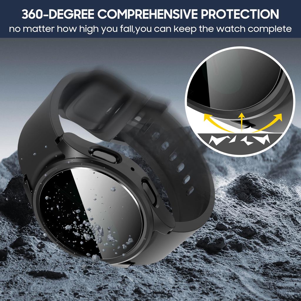 Tempered Glass+Cover for Samsung Galaxy Watch 6/7 Case 44mm 40mm PC Anti-Spy Shockproof Overall Protective Cover Galaxy Watch 6