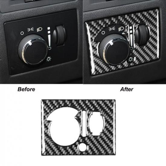 Carbon Fiber Headlight Switch Panel Cover Trim For Dodge Challenger 2008-2014