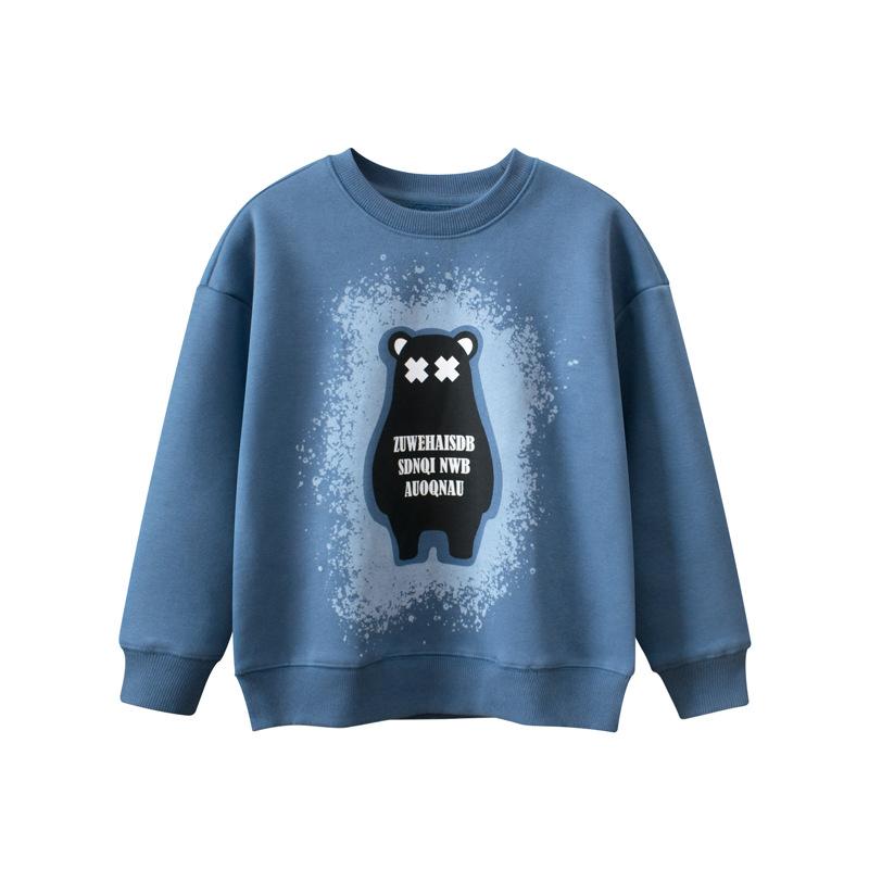 Koreanischer Stil Kinderpullover Fleece-gefüttertes Jungen-Cartoon-Oberteil