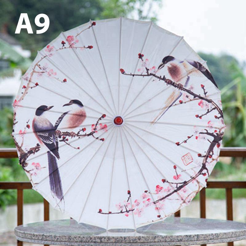 Шелковый тканевый женский зонтик в китайском стиле с вишневым цветом — фото 17