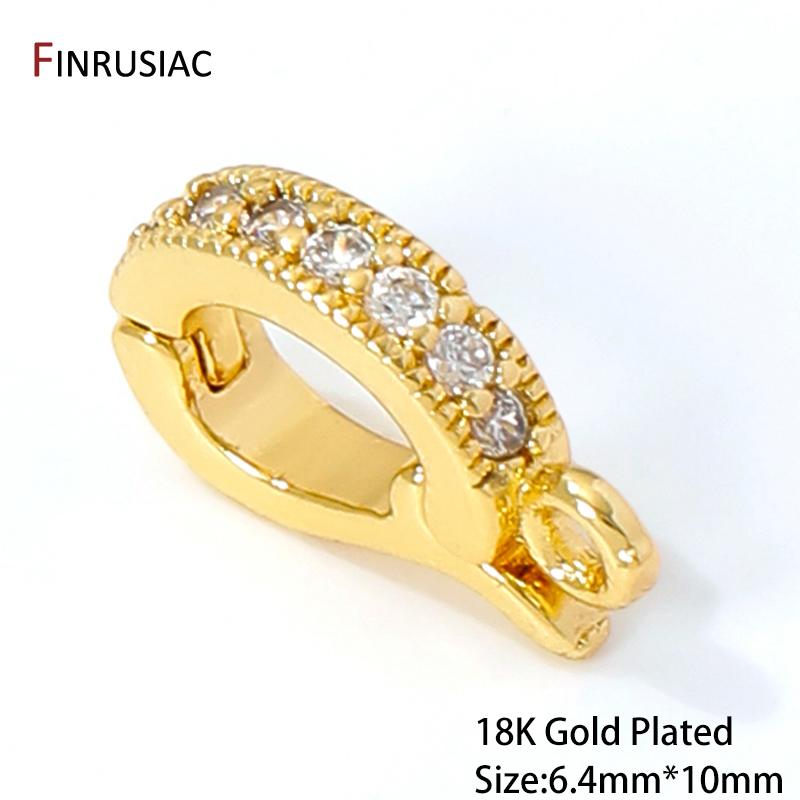 

18K Gold Plated Brass Pendant Bail Clasps With Pearl Mounting,Zircon Pearl Clasps Connectors For DIY Jewelry Making Findings 1 piece