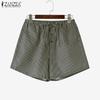ZANZEA Womens Casual Drawstring Waist Summer Stripe Short Pants