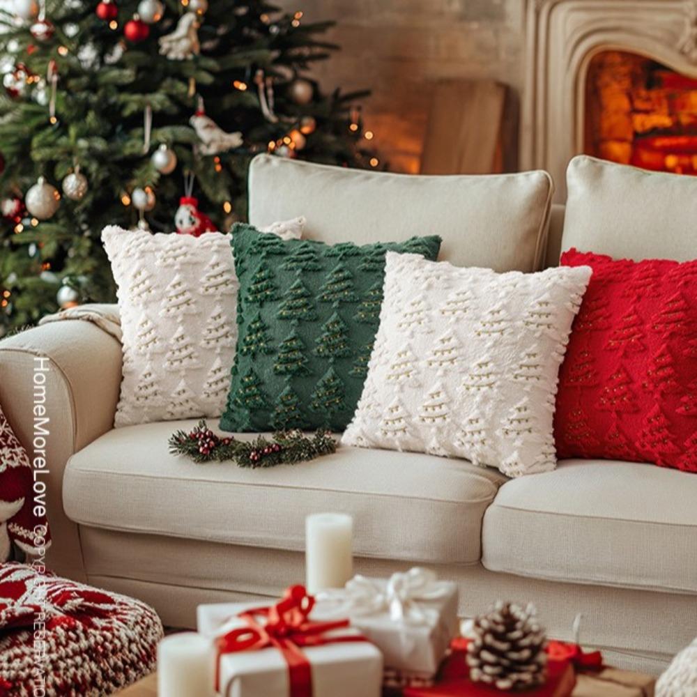 Christmas Tree Pillow Covers Golden Light String Cushion Case New Pillow Cases  for Xmas Party
