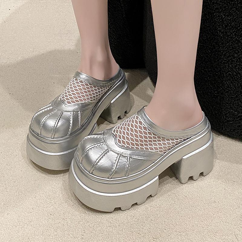 Fashion 2025 Summer Women's Fashion Outdoor Sandals Thick Platform Elevator new Hollow Mesh Breathable Best Seller Closed Toe Slippers