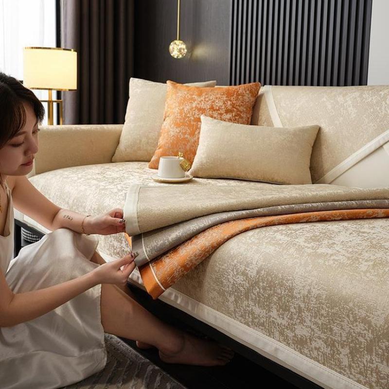 Nordic Luxury Luxury Luxury Sofa Cushion High End Chenille Cover Cloth Simple and Aesthetically Pleasing All Season Universal Anti Slip Seat Cushion