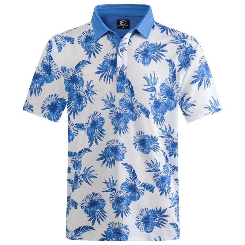 

Hawaiian Plants Polo Shirt Man Summer 3D Print Leaves Flower Short Sleeve Golf Polo Shirts Oversized Street S