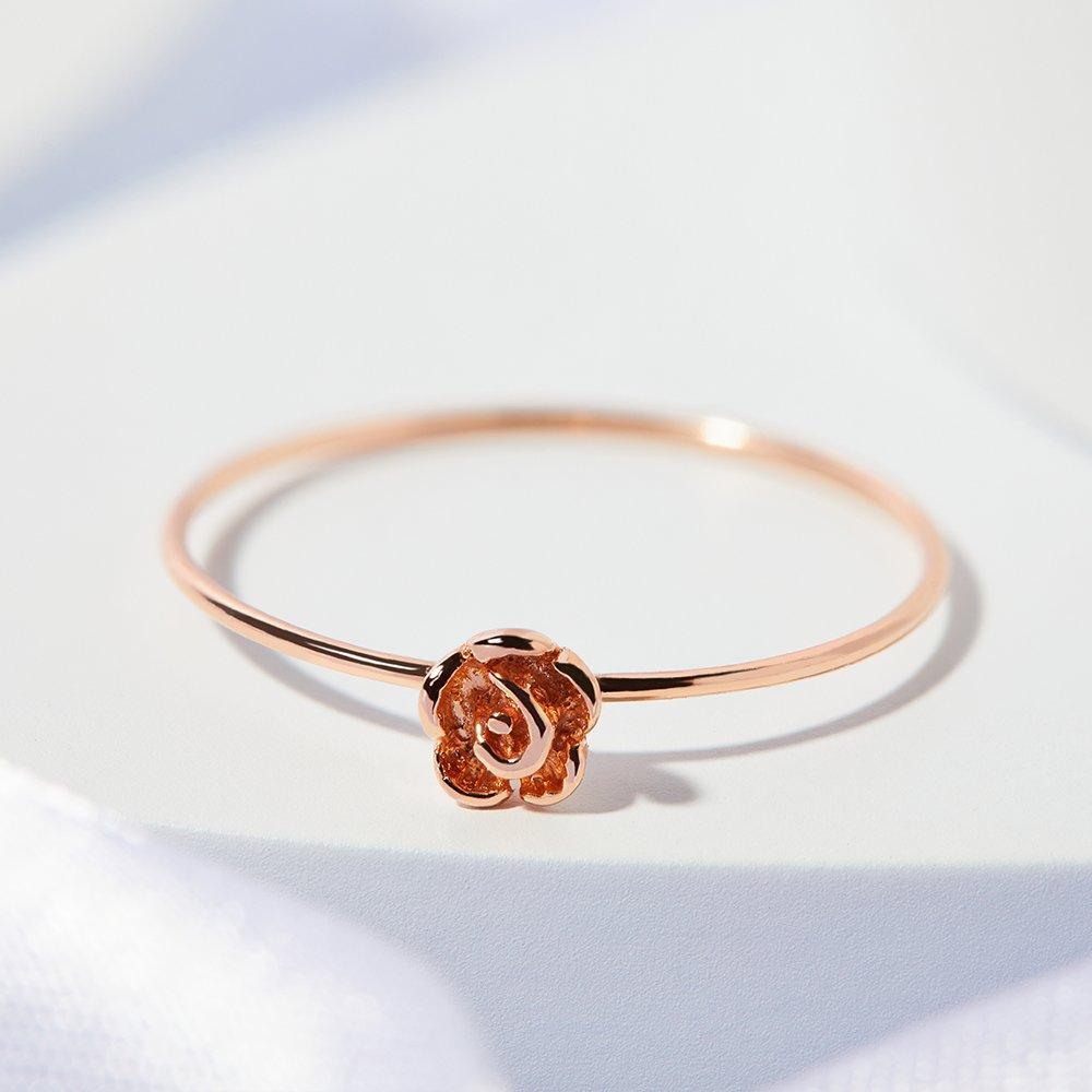 14K Tiny Rose Flower Miss Ring Gold Thread Ring