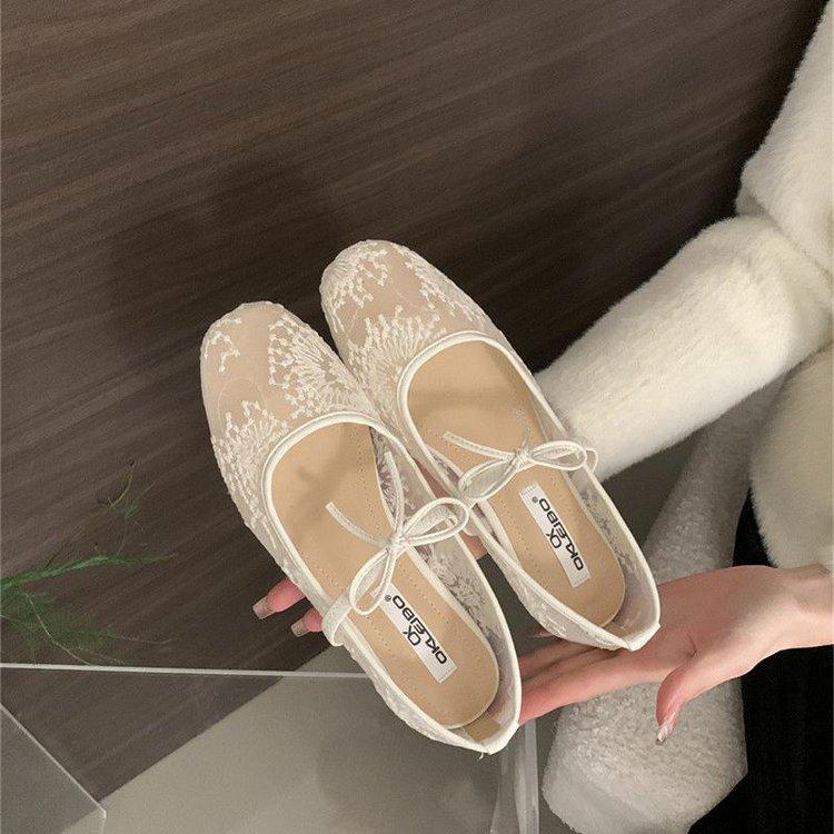 Inner height increase French gentle evening shoes women's shoes 2025 new spring mesh breathable square head Mary Jane single shoes