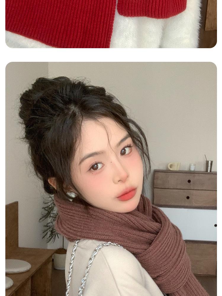 Gestrickter Schal im koreanischen Stil: Gemütlicher Winter-Nackenschal für Damen & Herren, einfarbig, warm & vielseitig.