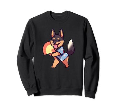 German Funny Summer Sweatshirt Shepherd, Yukata, Dog, Festival,