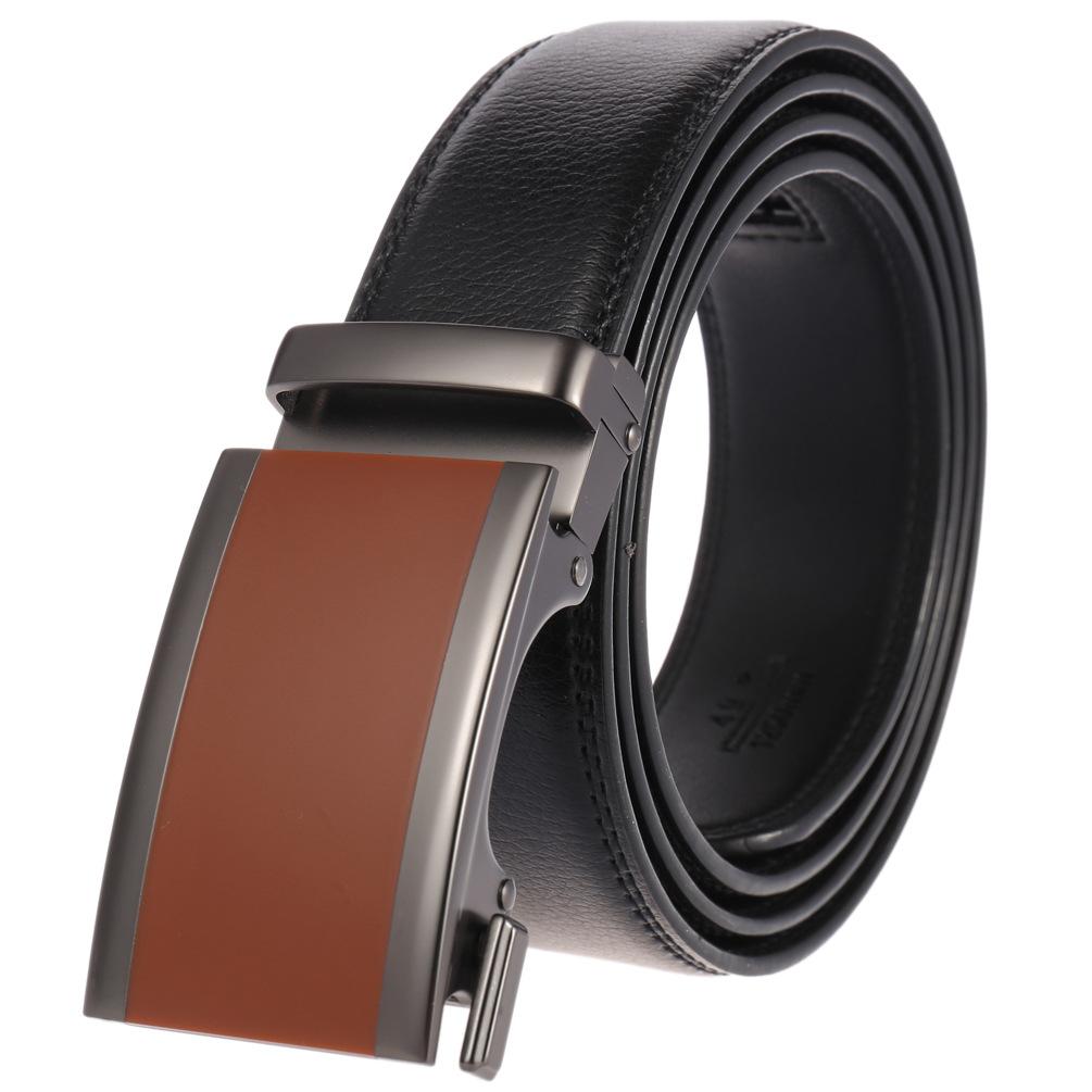 1Pcs Two-Layer Belt, Automatic Buckle Belt, Men'S Casual Belt Ly36-3 3050-1