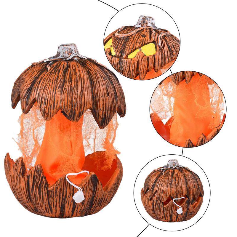 Halloween LED Pumpkin Lights Desktop Ornament With Creepy Sound Thanksgiving Decorative Extendable Spooky Pumpkin Light Decor