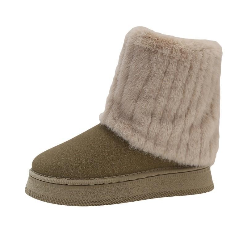 Fashion Winter Women's Snow Boots Plus Velvet Warm Boots New Thick-Soled Female Cotton Boots Casual Slip on Flat Bottom Short Botines