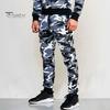 Men Cargo Pants Drawstring Elastic Waist Camouflage Print Multi Zippered Pockets Ankle-banded Slim Fit Casual Daily Wear Long Outdoor Trouser
