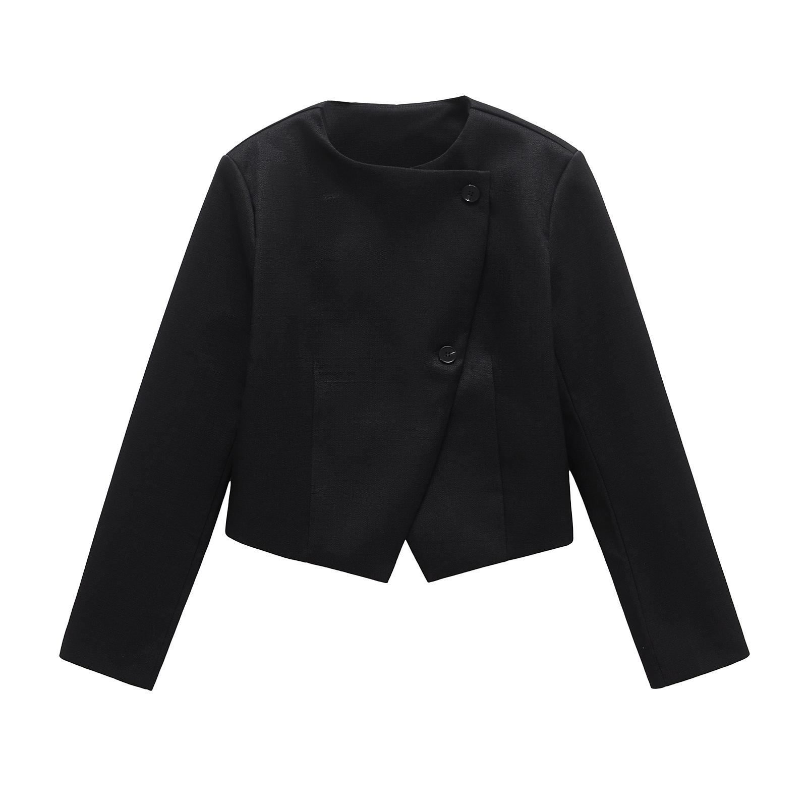 

Весна 2025 Женская Европейский и Американский Стиль Круглый Вырез Короткий и Длинный Рукав Верхняя Одежда Medium чёрный