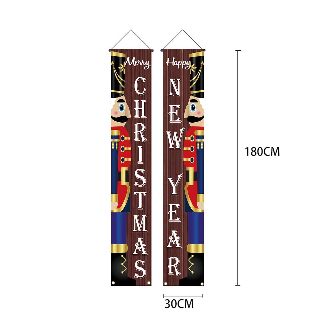 Nutcracker King Series New Christmas Couplets New Year's Party Soldiers Porch Atmosphere Decoration Door Curtains Flag Hangers