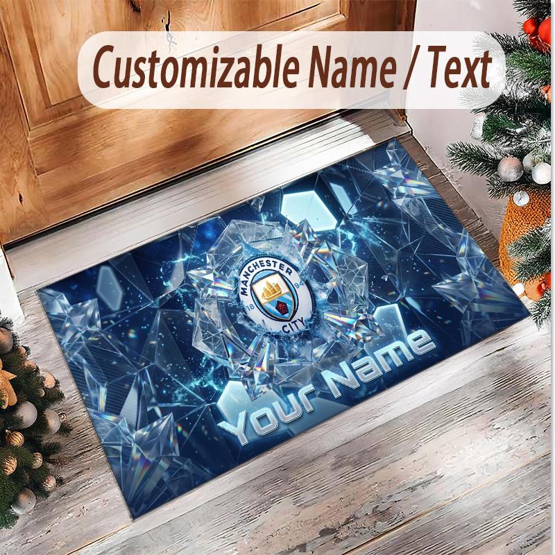 Personalized Crystal Velvet Carpet Manchester City Pattern Non Slip Floor Rug