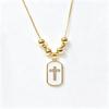 White Black Red Enamel Art Cross Zirconia Pendant Necklace: New Fashion for Women Party Pearl Chain Choker Religious Prayer Gift