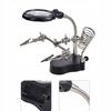 Third hand with magnifying glass 3.5x 12x TE-801 | LED 2x | Soldering iron holder | Adjustable crocodile clips | Stable base 10x6cm | Height 26cm