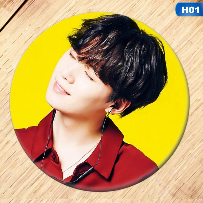 DHSPKN Kpop BTS ID Badge Holder Jungkook Brooches Bangtan Boys Suga Jimin Botton Pins for Bags Hats