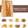 50Pcs Kraft Paper Bag With Window Bread Packaging Bags Handmade Toast Biscuit Candy Packing Pounches With Label Sealing Stickers