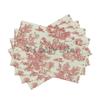 French Toile De Jouy Placemats Sets of 4 Waterproof Heat Resistant Linen Table Mats for Home Party Dining Table Decor 12x18 Inch