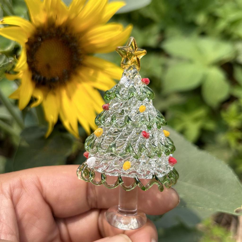 Zibo Glass Christmas Tree Ornament: Handmade Transparent Desktop Decoration, Creative Birthday Gift