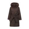 Down Cotton Clothes Women's Medium Length Over the Knee Korean Version Waist Large Fur Collar Thickened Warm Hooded Jacket