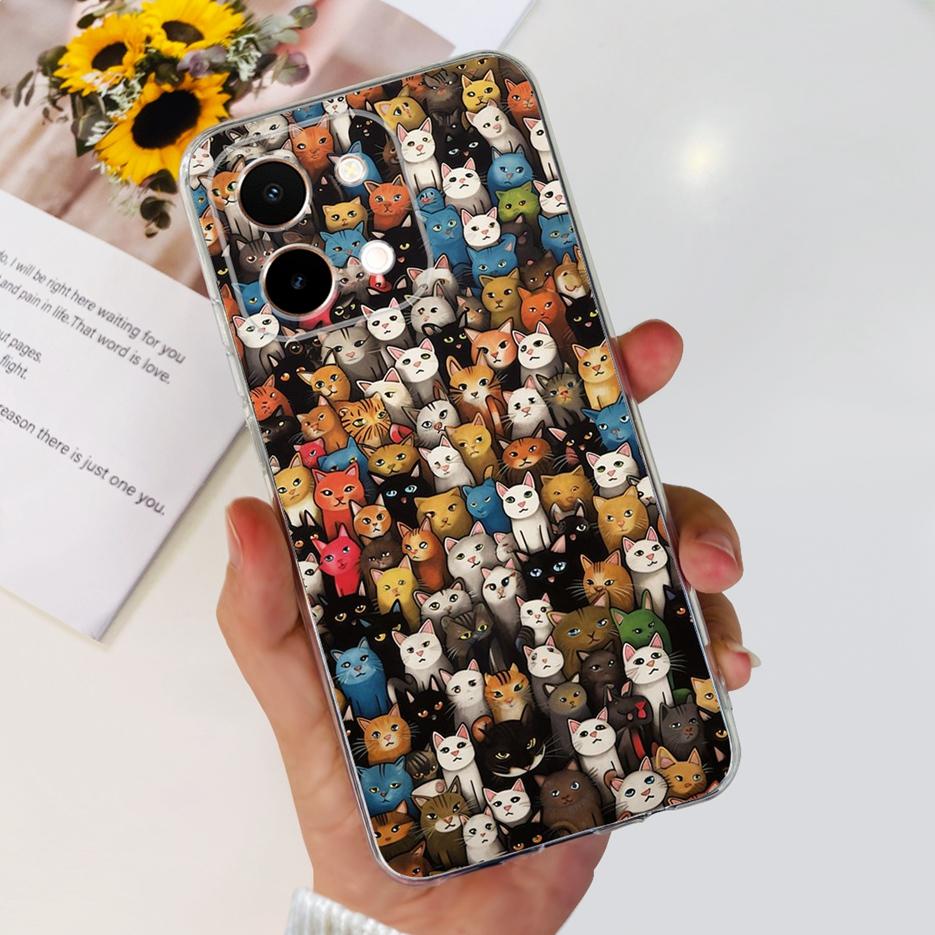 For Vivo Y28 4G Case V2352 Cute Cat Panda Painted Cover Soft Silicone Phone Case For Vivo Y28 Y 28 VivoY28 4G Funda 6.68'' Coque