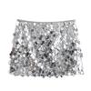 2025 European Style Women's Solid Color Sequin Mini Skirt