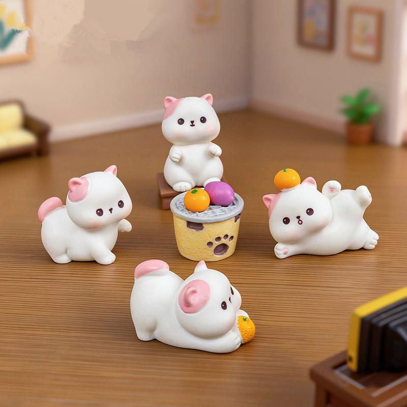 Cartoon Cat Figurines Miniatures Cute Diy Handicraft Mini Cat Ornament Resin Crafts Kitten Statue Micro Landscape Ornaments