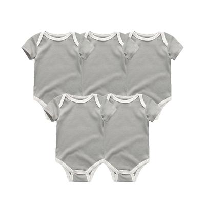 5 Pcs Solid Color Newborn Summer Soft Baby Boys Girl Bodysuits Short Sleeve Baby Clothes