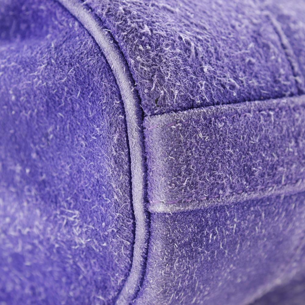 Hermes Market GM Shoulder Bag Purple Suede Women Used