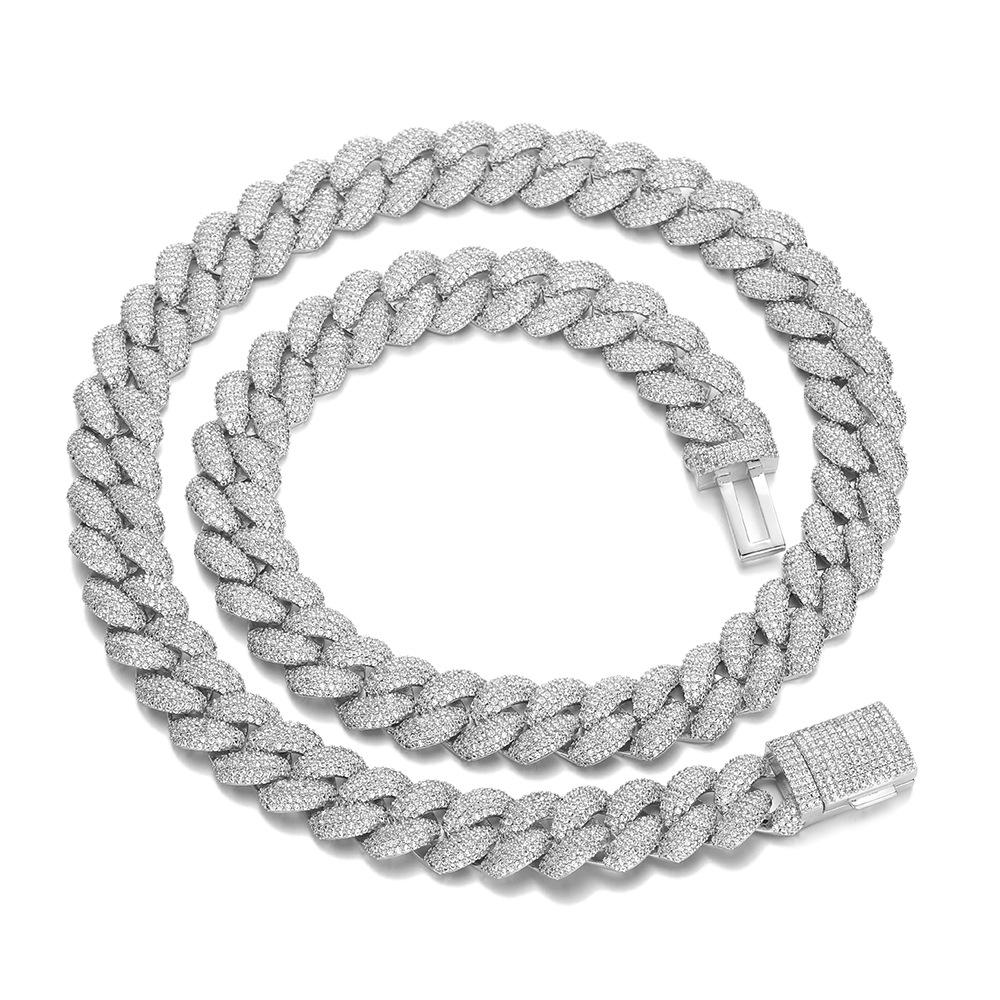 

11Mm three-dimensional bubble Cuban chain bracelet necklace hip-hop trendy brand zircon jewelry versatile jewelry street style Bracelet 7inch (length about 18cm)