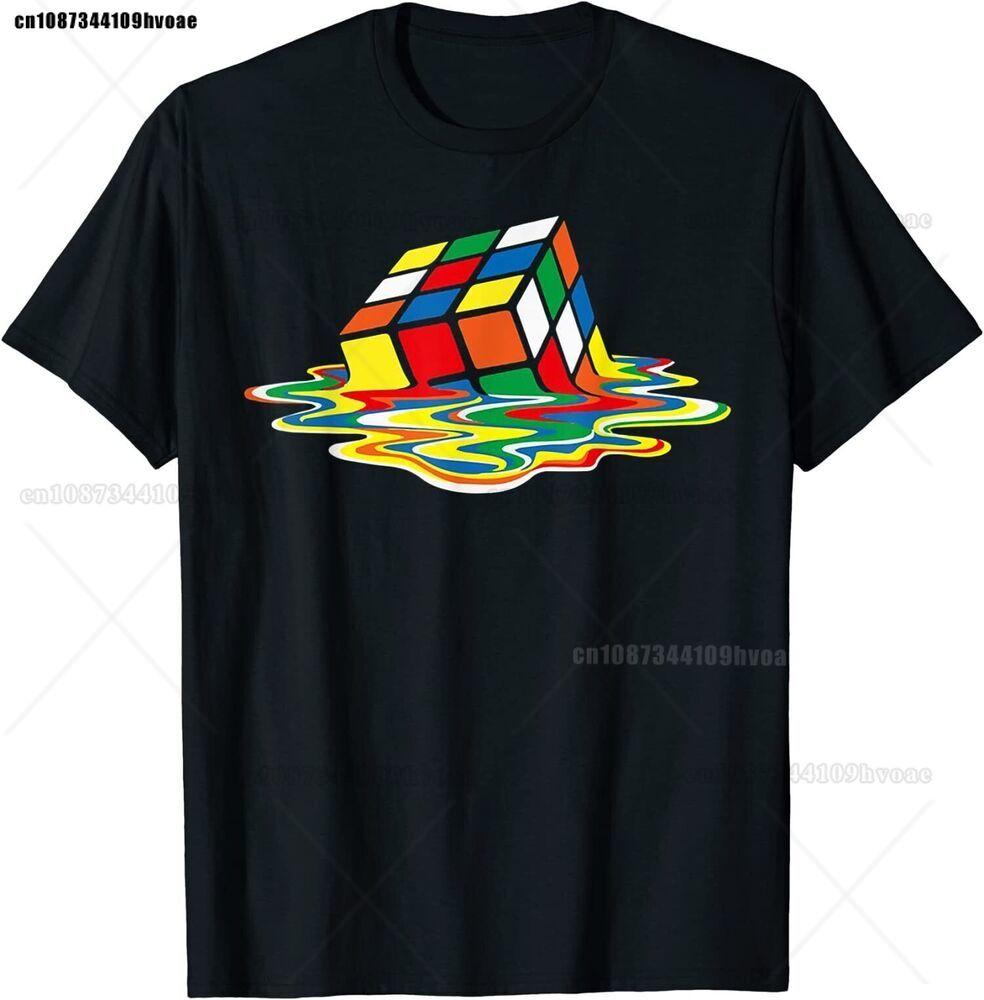 Тающий Кубик Забавный Ретро Игровой Рубик Рубикс Кубик Рубикса Футболка Для Мужчин Одежда Женщин Футболки с Коротким Рукавом Топы Новое Поступление S