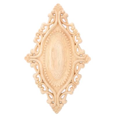 Wood Carved Decal Onlay Unpainted Carving Applique Home Wall Furniture Decor