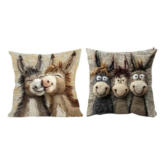 Fodera per cuscino asino cartone animato con cerniera, federa decorativa con animali carini per auto, divano, camera da letto
