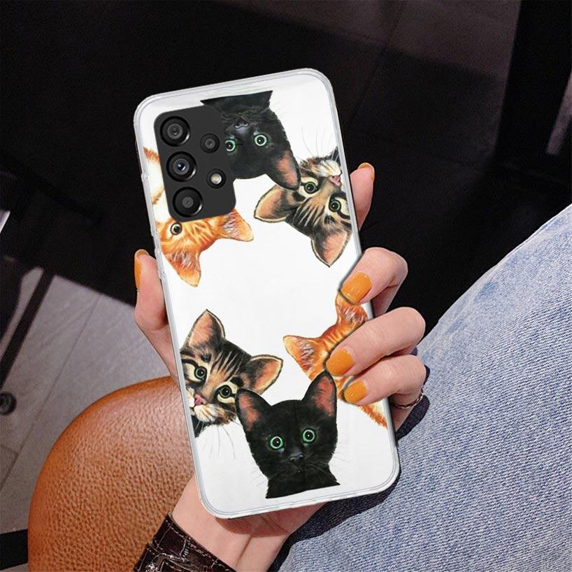 Cat Cute Kitten Cartoon Phnoe Case for Samsung Galaxy A17 A37 A57 A16 A26 A36 A56 A15 A14 A13 A55 A54 A53 A35 A34 A33 A25 A24 A2