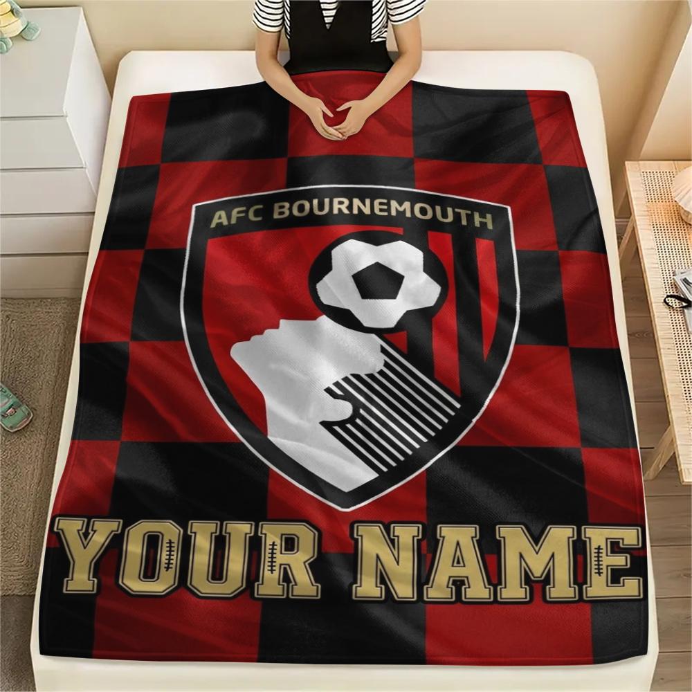 1PC Custom Name Afc Bournemouth Patterned Flannel Blanket Suitable For All Seasons for Home Decor Warmth and Comfort Gifts Holiday Present