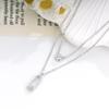 S925 Sterling Silver Brooch Pendant Necklace with Zircon Beads and Double Layer Cross Chain