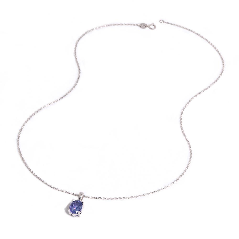 Colier cu pandantiv oval de Tanzanit albastru natural 7*9mm Design simplu de lux ușor Bijuterii fine cu pietre prețioase reale Femei fată cadou de ziua de naștere