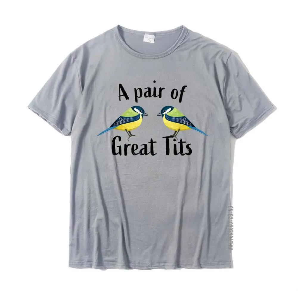 Ein Paar Kohlmeisen Lustiges Vogelgeschenk T-Shirt Street Custom Tops T-Shirt Vorherrschende Baumwolle Herren T-Shirt